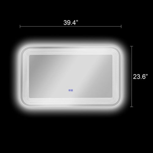 Luminosity Back Lit Rectangular Touchscreen Led Mirror 3 Color Temperatures 3000K-6000K 39" Wide