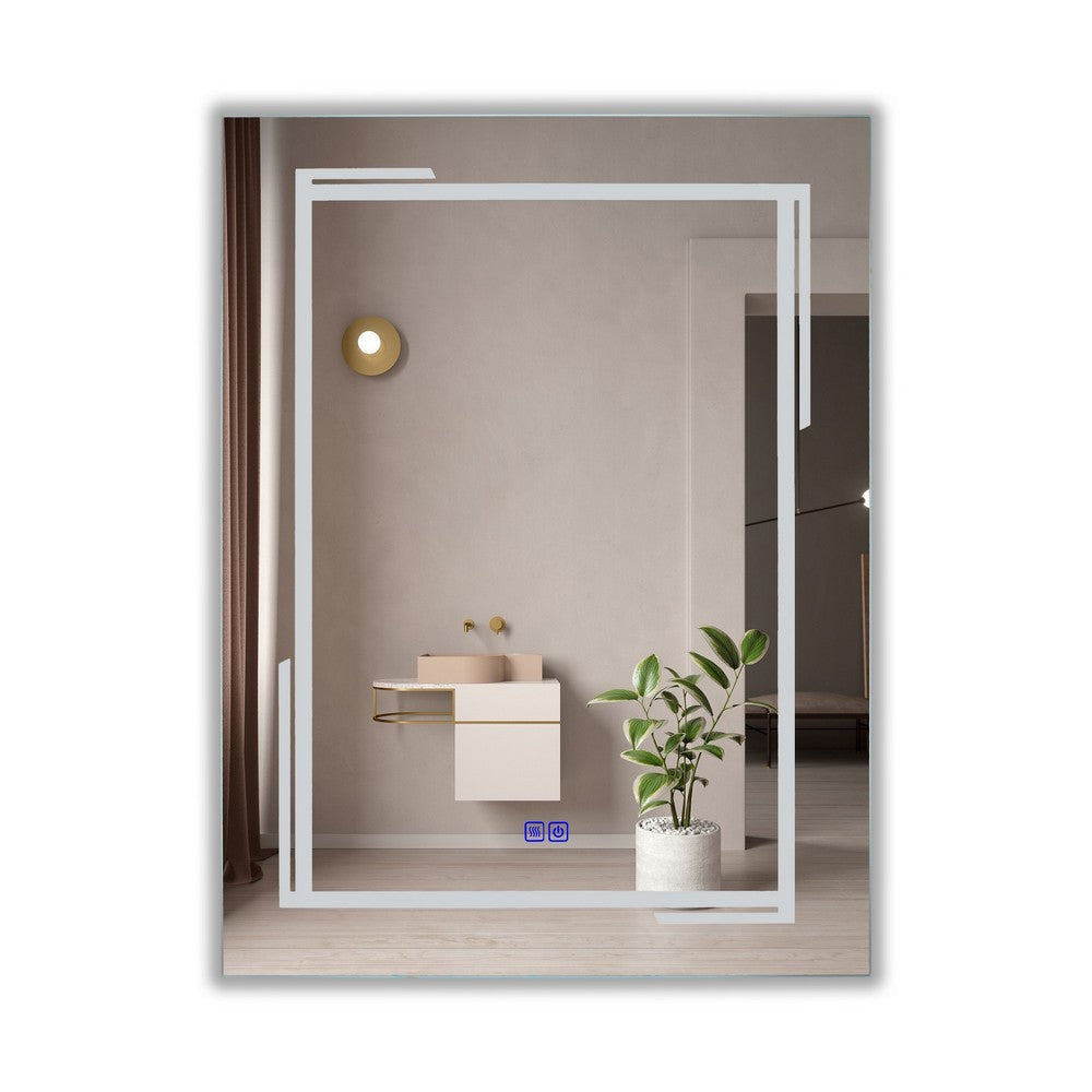Luminosity Back Lit Rectangular Touchscreen Led Mirror 3 Color Temperatures 3000K-6000K 32’’ Height CHL-CH9M020BL32-VRT