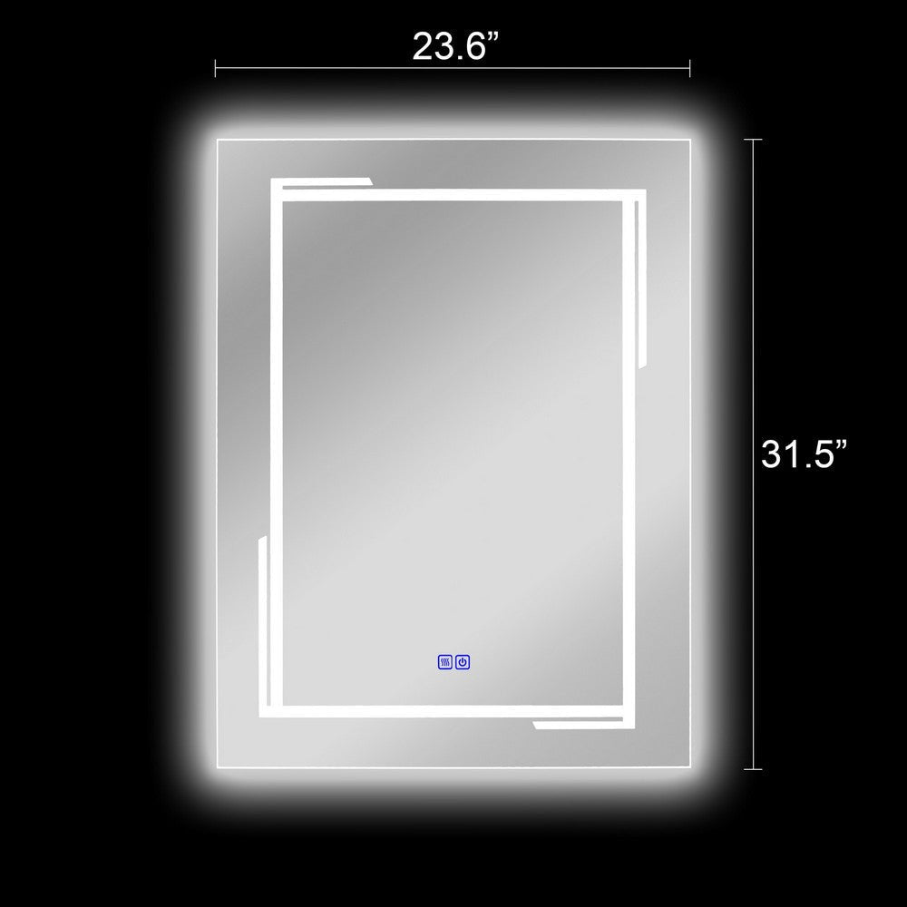 Luminosity Back Lit Rectangular Touchscreen Led Mirror 3 Color Temperatures 3000K-6000K 32" Height