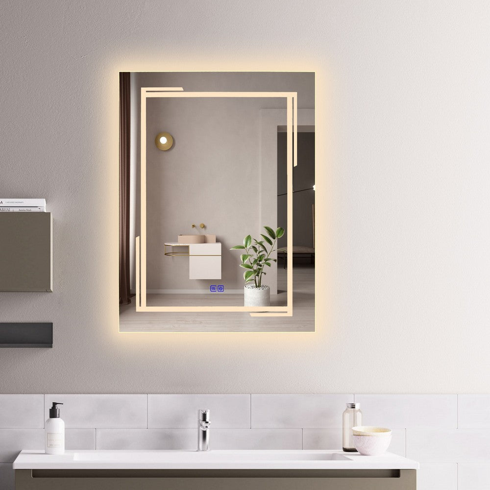 Luminosity Back Lit Rectangular Touchscreen Led Mirror 3 Color Temperatures 3000K-6000K 32’’ Height CHL-CH9M020BL32-VRT