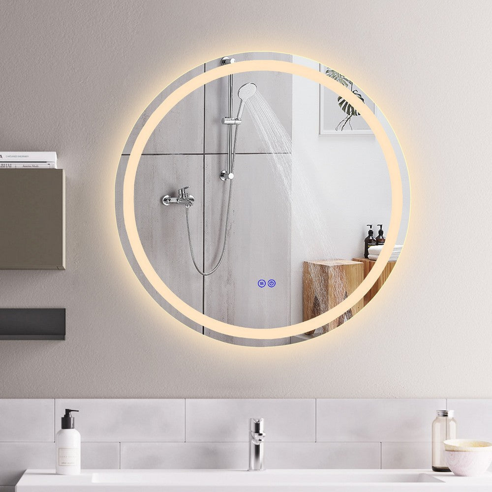 Luminosity Back Lit Round Touchscreen Led Mirror 3 Color Temperatures 3000K-6000K 28’’ Wide CHL-CH9M042BL28-RND