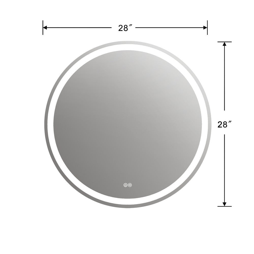Round Glass Mirror with Warm White LED Light Clear CHL-CH9M042BW28-LRD