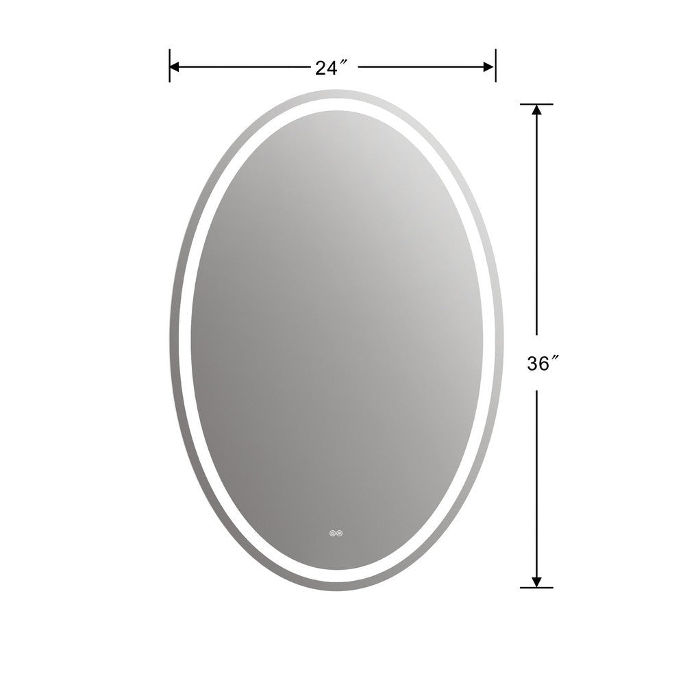 Oval Mirror with LED Light and Dimmable Touch Button Clear CHL-CH9M052BD36-LOV