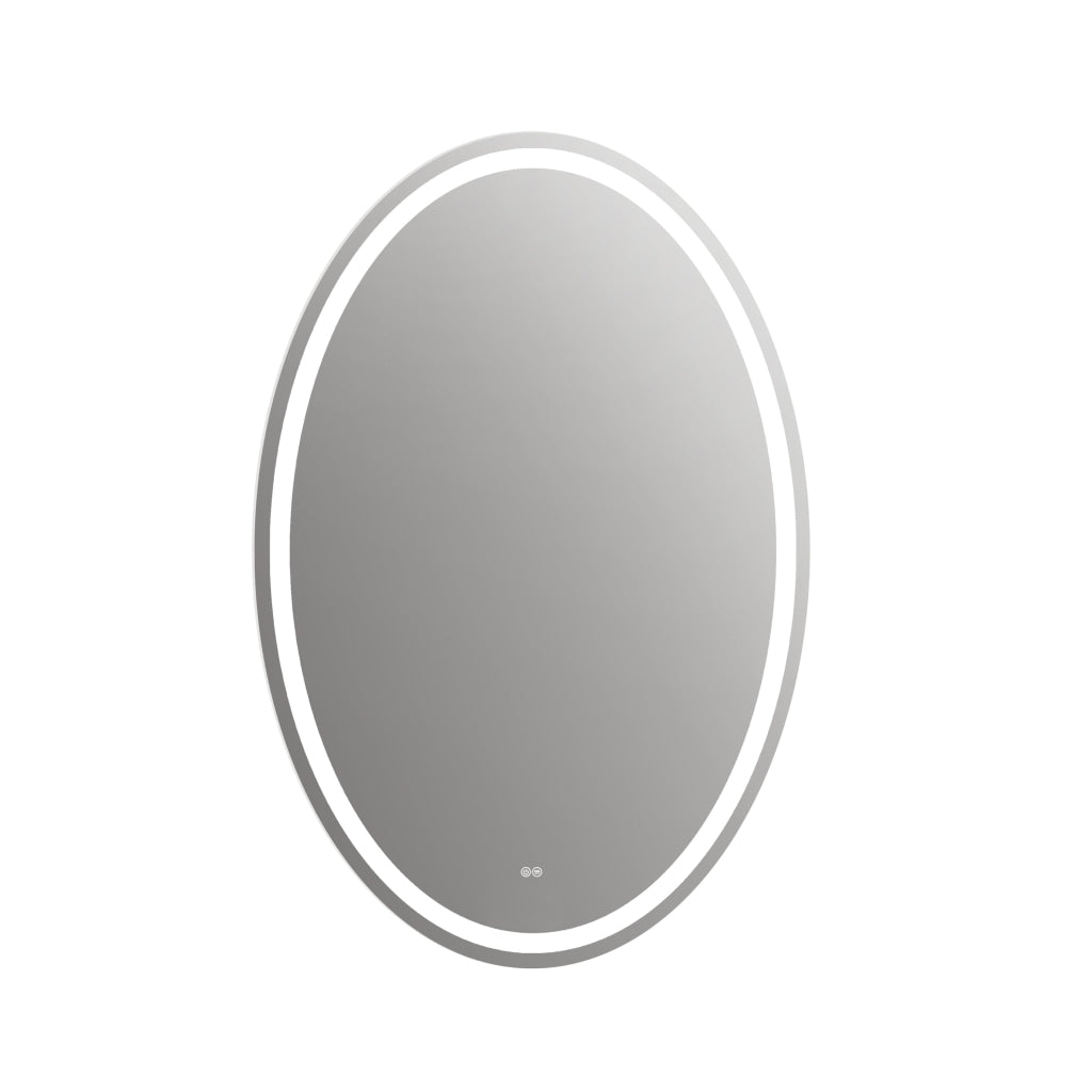 Oval Mirror with LED Light and Dimmable Touch Button, Clear