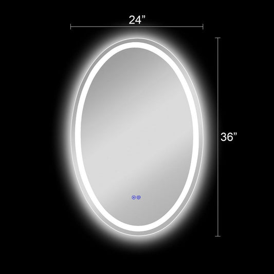 Luminosity Back Lit Oval Touchscreen Led Mirror 3 Color Temperatures 3000K-6000K 36" Height