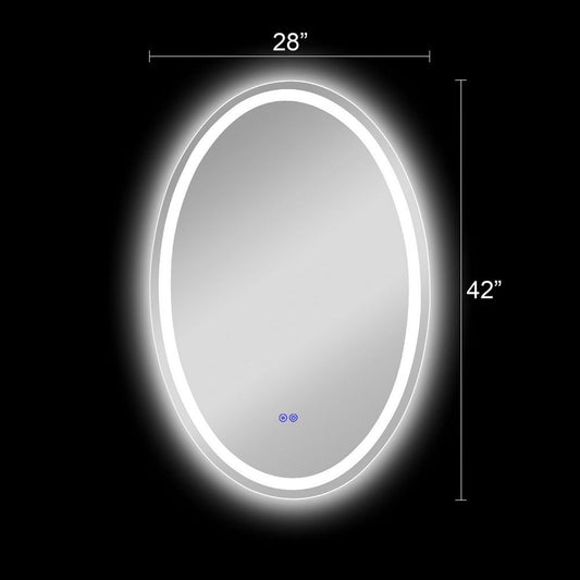 Luminosity Back Lit Oval Touchscreen Led Mirror 3 Color Temperatures 3000K-6000K 42" Height
