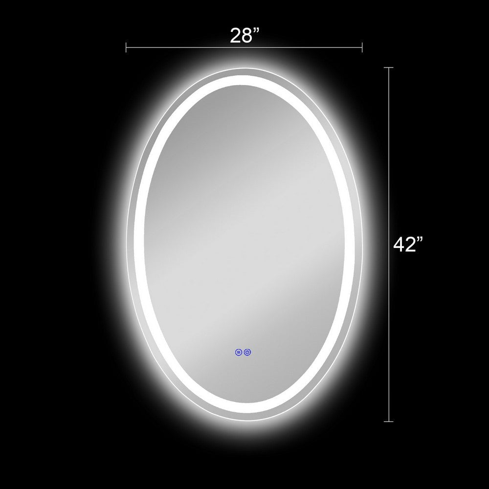 Luminosity Back Lit Oval Touchscreen Led Mirror 3 Color Temperatures 3000K-6000K 42" Height