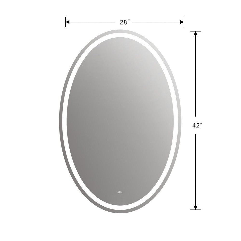 28 Inch Oval Shape Mirror with 4000K LED Strip Silver CHL-CH9M052BW42-LOV