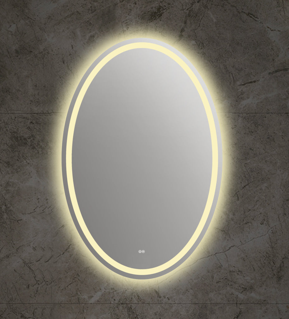 28 Inch Oval Shape Mirror with 4000K LED Strip, Silver