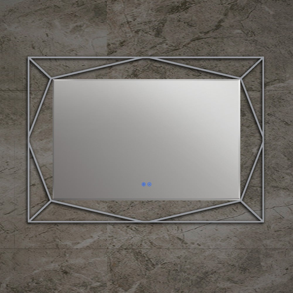 39 Inch Rectangular Mirror with Backlit LED Strip Silver CHL-CH9M054BD39-LRT