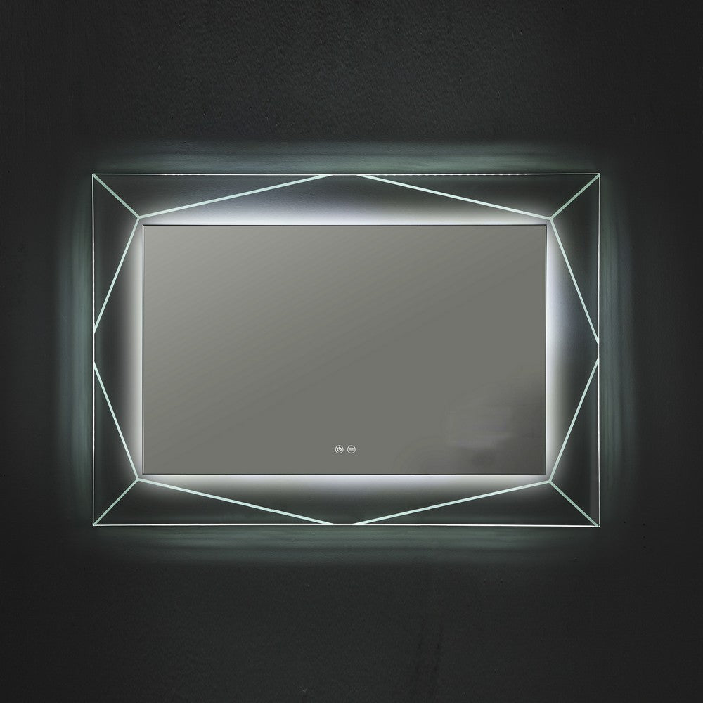 39 Inch Rectangular Mirror with Backlit LED Strip Silver CHL-CH9M054BD39-LRT