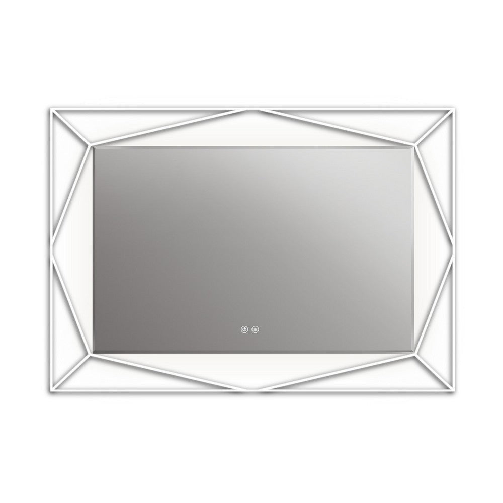 39 Inch Rectangular Mirror with Backlit LED Strip Silver CHL-CH9M054BD39-LRT