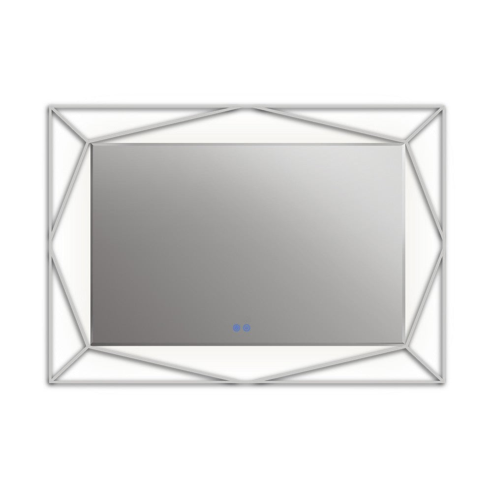 39 Inch Rectangular Mirror with Backlit LED Strip Silver CHL-CH9M054BD39-LRT