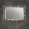 39 Inch Rectangular Mirror with Backlit LED Strip, Silver