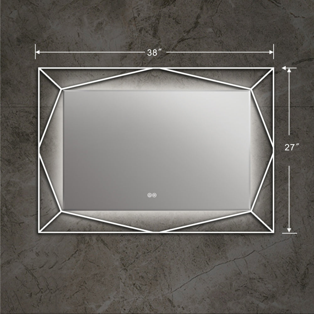 39 Inch Rectangular Mirror with Backlit LED Strip Silver CHL-CH9M054BD39-LRT