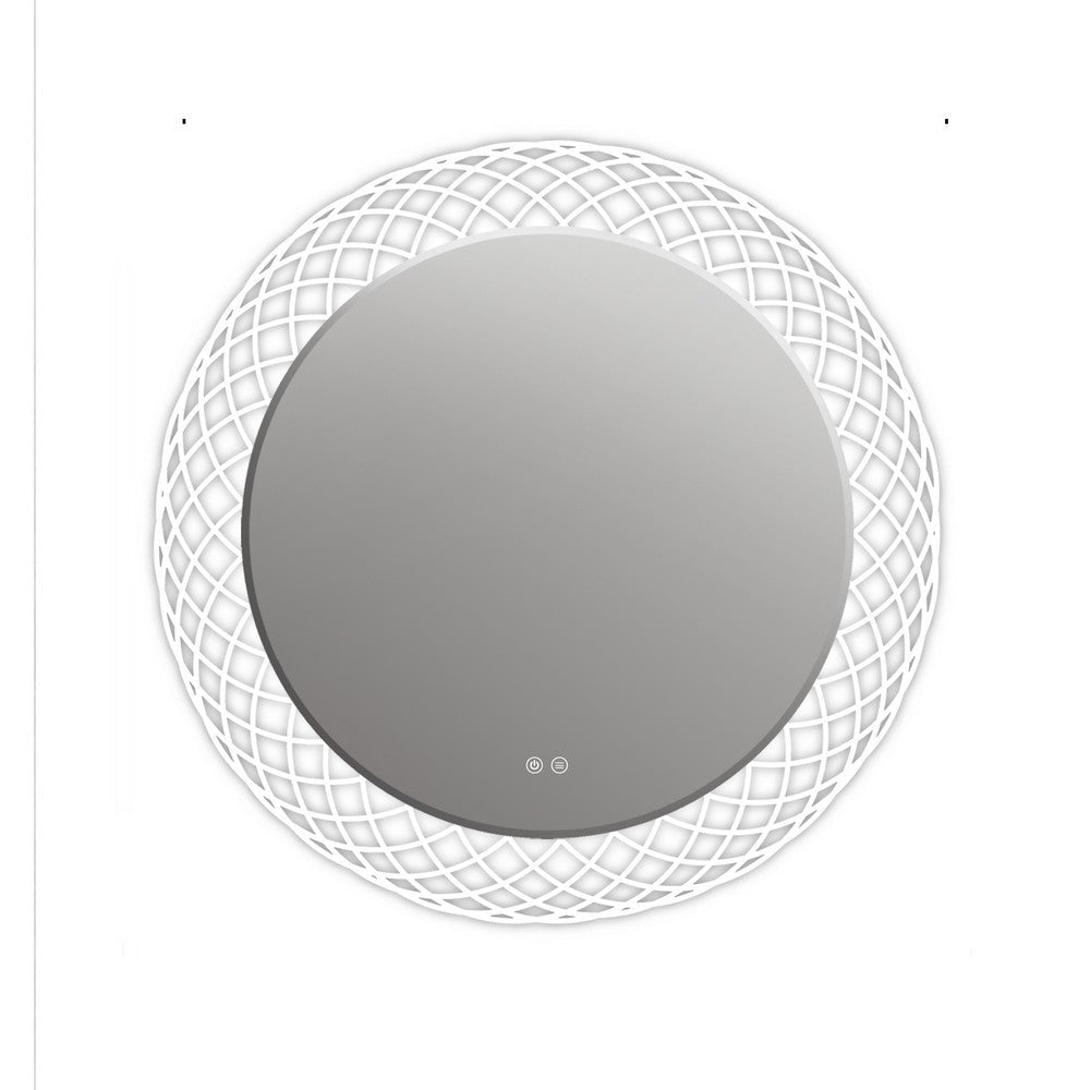 30 Inch Round Mirror with Backlit LED Strip Silver CHL-CH9M057BD30-LRD