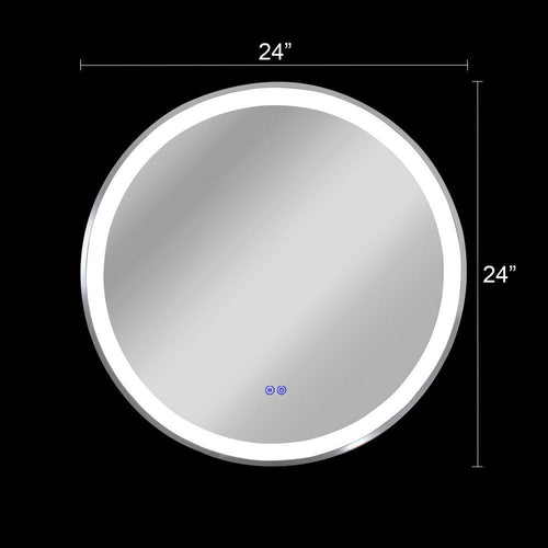 Luminosity Embedded Round Touchscreen Led Mirror 3 Color Temperatures 3000K-6000K 24" Wide