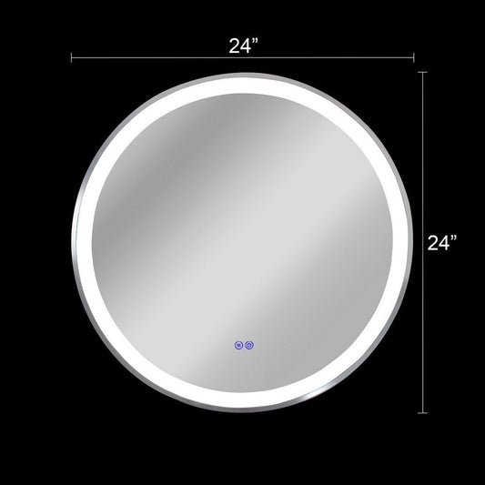 Luminosity Embedded Round Touchscreen Led Mirror 3 Color Temperatures 3000K-6000K 24" Wide
