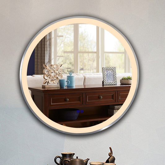 Luminosity Embedded Round Touchscreen Led Mirror 3 Color Temperatures 3000K-6000K 30" Wide