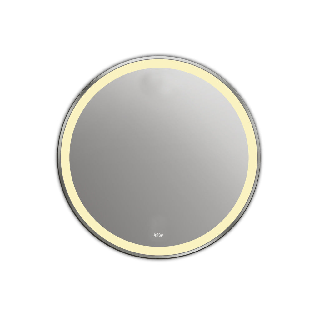 24 Inch LED Embedded Round Glass Mirror, Warm White
