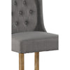 Wooden Barstool with Padded Seat Button Tufted Wing Back Set of 2 Gray and Brown By Casagear Home CLH-PL11503