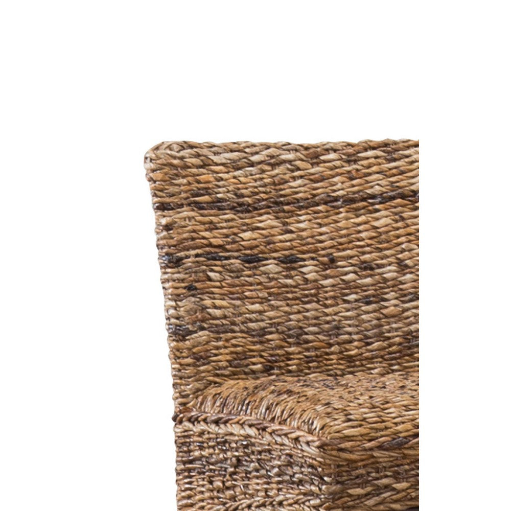 Woven Rattan Barstool with Wooden Legs | Low Profile Backrest | Brown & Black