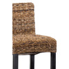 Woven Rattan Barstool with Wooden Legs | Low Profile Backrest | Brown & Black