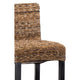 Woven Rattan Barstool with Wooden Legs | Low Profile Backrest | Brown & Black