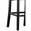Woven Rattan Barstool with Wooden Legs | Low Profile Backrest | Brown & Black