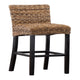 Woven Rattan Barstool with Wooden Legs | Low Profile Backrest | Brown & Black