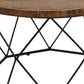 Round Wooden Coffee Table with Geometric Cutout Iron Base Black and Brown - PL11901 By Casagear Home CLH-PL11901