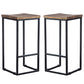 30 Inch Iron Frame Barstool with Mango Wood Saddle Seat Set of 2 Brown and Black By Casagear Home CLH-PL12903