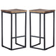 30 Inch Iron Frame Barstool with Mango Wood Saddle Seat Set of 2 Brown and Black By Casagear Home CLH-PL12903