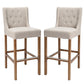 Wooden Barstool with Padded Seat, Button Tufted, Wing Back, By Casagear Home