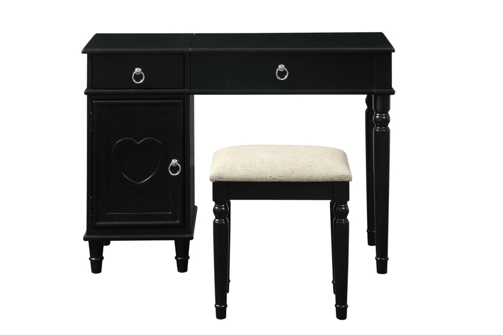 Seraph Vanity Set | Stool & Mirror | Black PDX-F4177