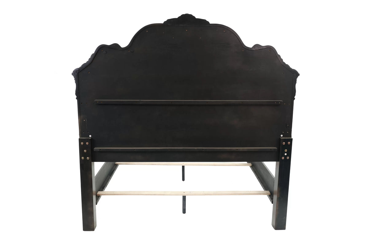 King Bed | Splendidly Carved | Dark Walnut & Veneer