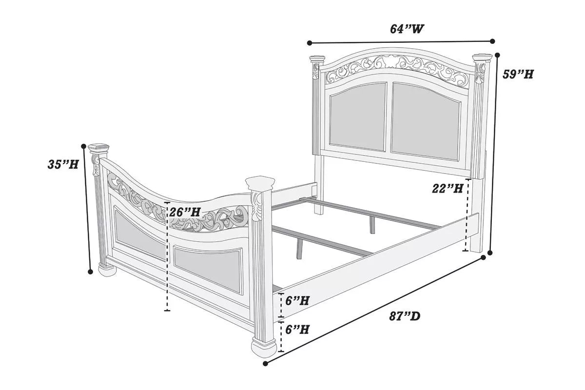 Miri Arched King Size Bed, Carved Leaf Details, Reeded Pilasters, Oak Brown By Casagear Home
