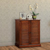 Shoe Cabinet | Double Door Solid Wood | Block Legs | Brown
