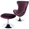 Chair Set of 2 | Curved Fabric Design | Ottoman | Purple Finish FOA-CM-AC6841