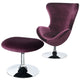 Chair Set of 2 | Curved Fabric Design | Ottoman | Purple Finish FOA-CM-AC6841