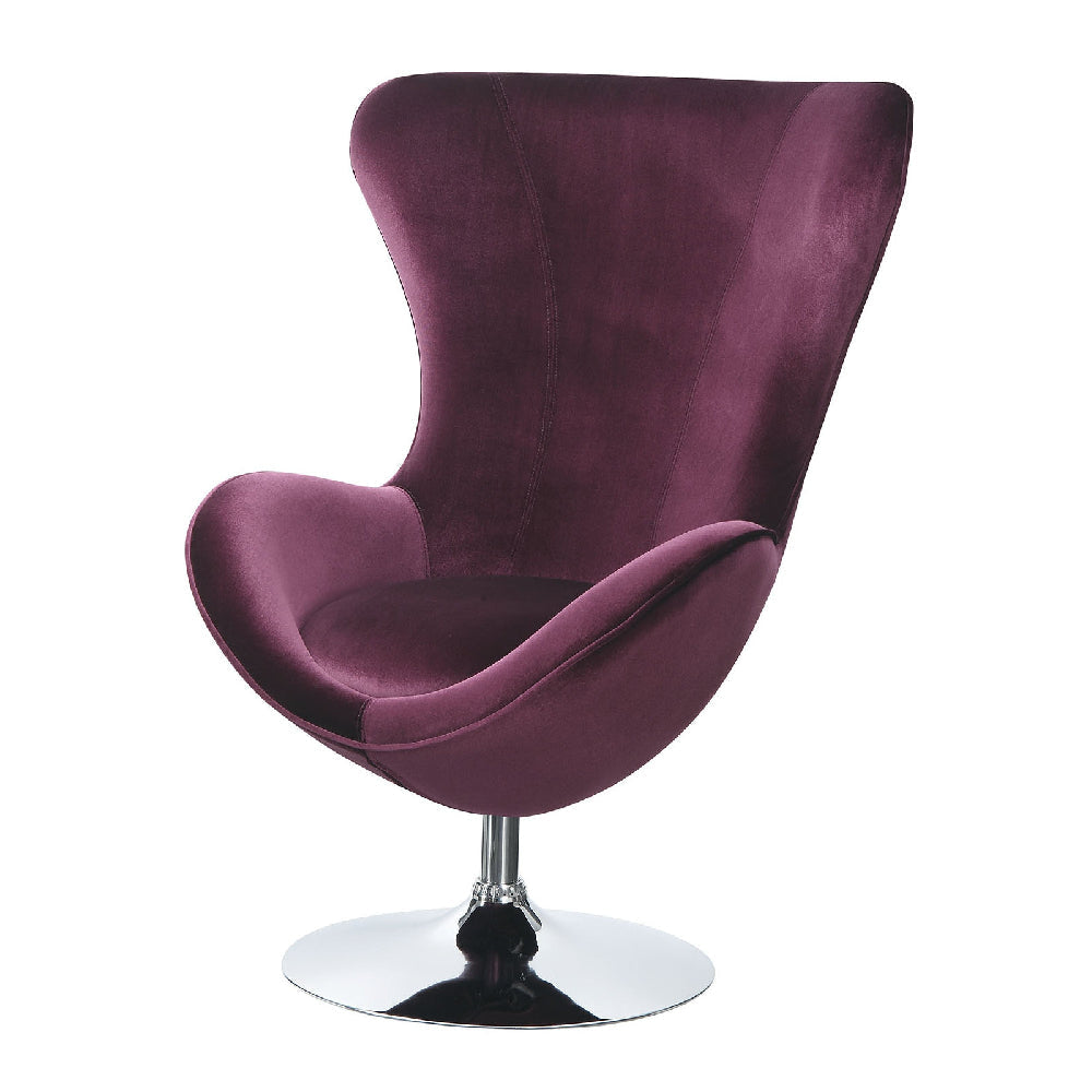 Chair Set of 2 | Curved Fabric Design | Ottoman | Purple Finish FOA-CM-AC6841