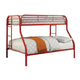 Metal Twin Over Full Bunk Bed with Attached Side Rails And Side Ladders, Red