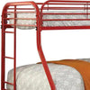 Metal Twin Over Full Bunk Bed with Attached Side Rails And Side Ladders Red FOA-CM-BK931RD-TF