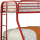 Metal Twin Over Full Bunk Bed with Attached Side Rails And Side Ladders Red FOA-CM-BK931RD-TF