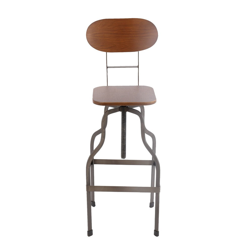 Isla Industrial Style Wooden Swivel Bar Stool With Metal Base Gray and Brown by Casagear Home FOA-CM-BR6233A