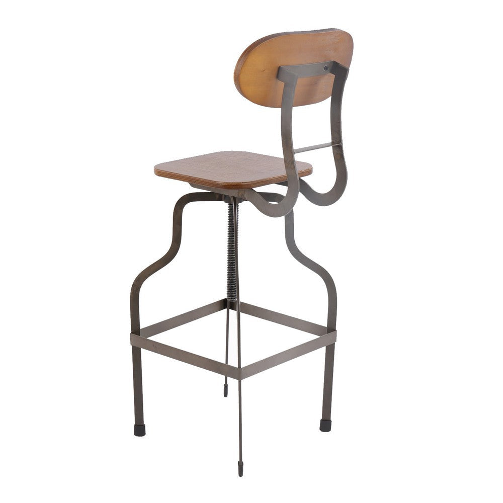 Isla Industrial Style Wooden Swivel Bar Stool With Metal Base Gray and Brown by Casagear Home FOA-CM-BR6233A