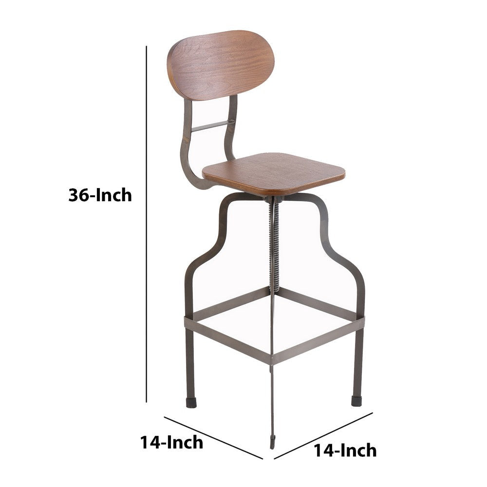 Isla Industrial Style Wooden Swivel Bar Stool With Metal Base Gray and Brown by Casagear Home FOA-CM-BR6233A