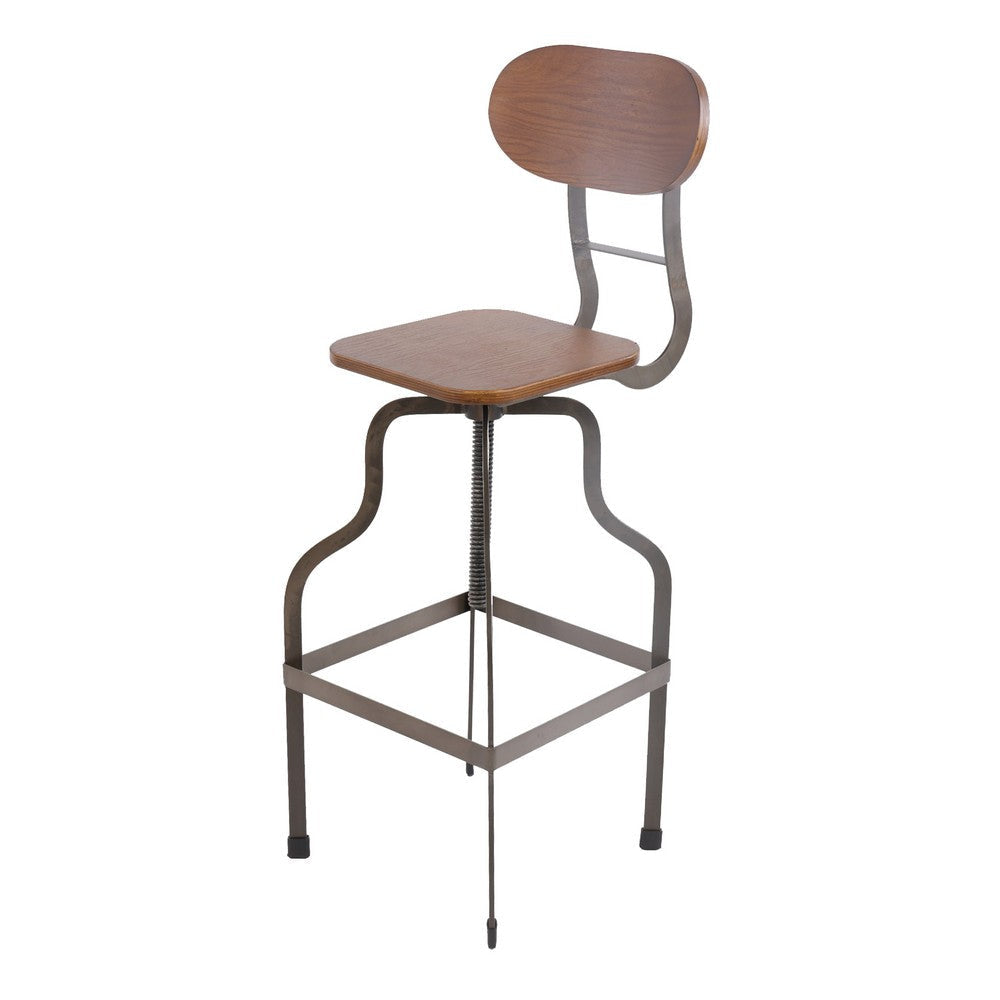 Isla Industrial Style Wooden Swivel Bar Stool With Metal Base Gray and Brown by Casagear Home FOA-CM-BR6233A