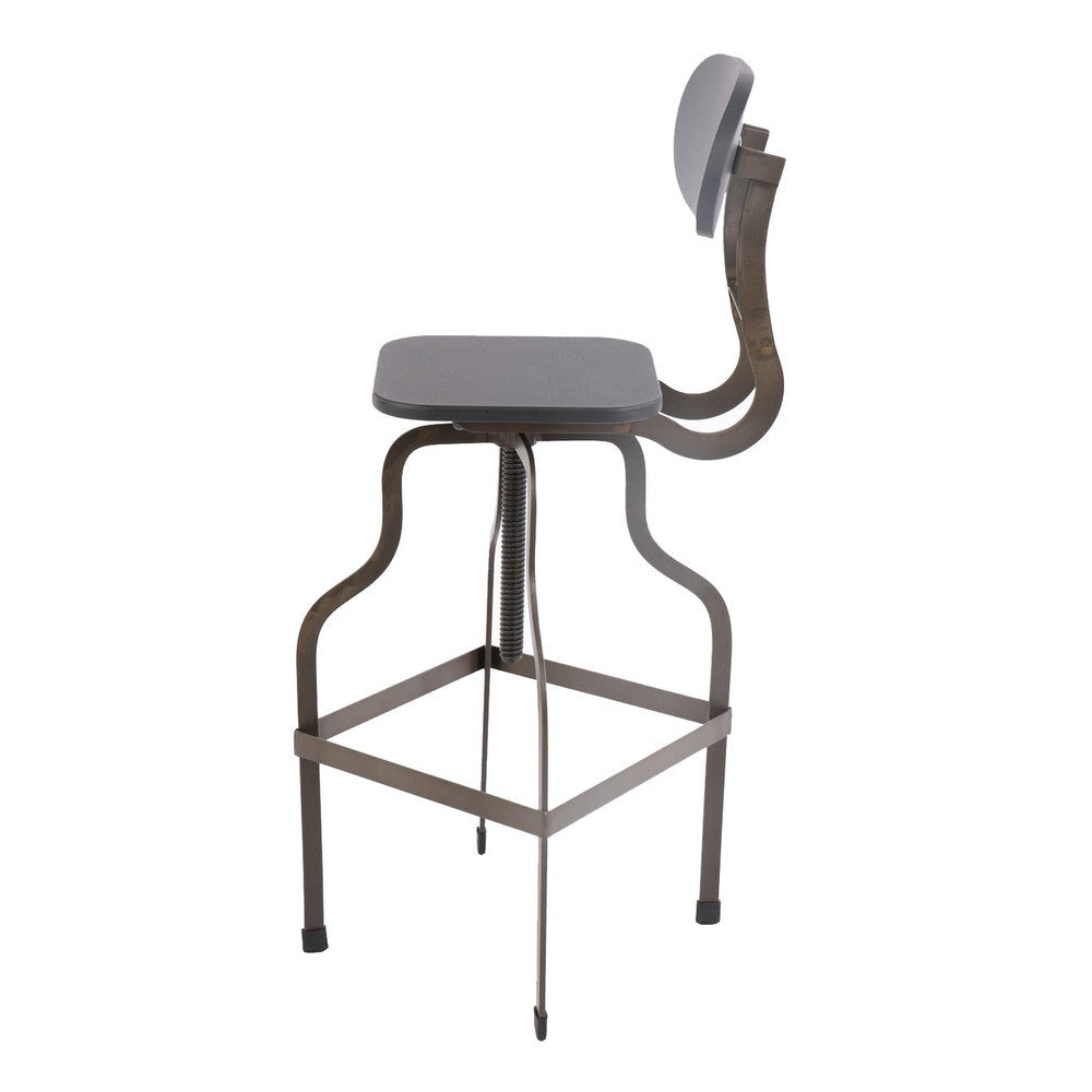 Isla Industrial Style Wooden Swivel Bar Stool With Curved Metal Base Gray By Casagear Home FOA-CM-BR6233DK