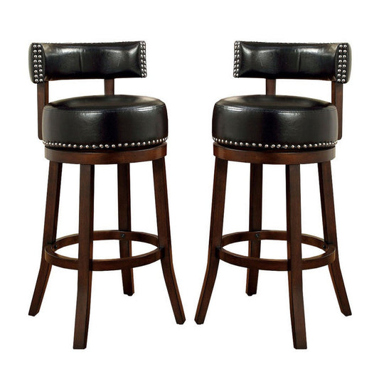 Shirley Contemporary 29" Barstool With pu Cushion, Black Finish, Set of 2 By Casagear Home